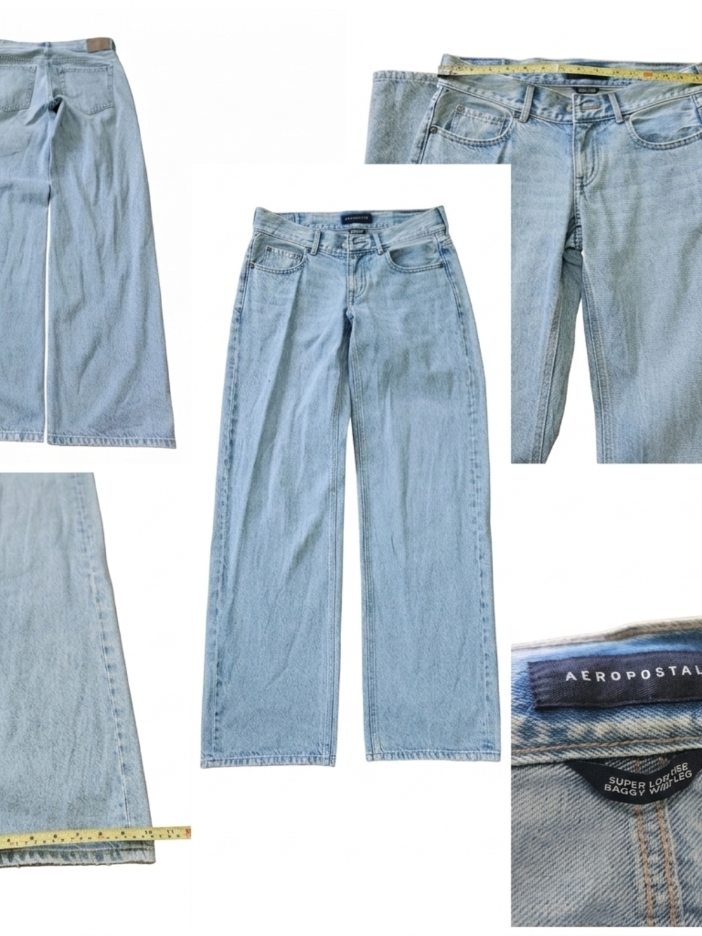 Aeropostale Super Low Rise Baggy Wide Leg Jeans Light Wash Y2K Style Size 30x32